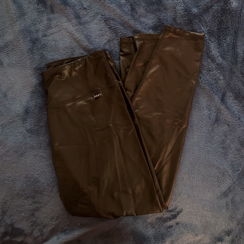 dkny sport faux leather leggings